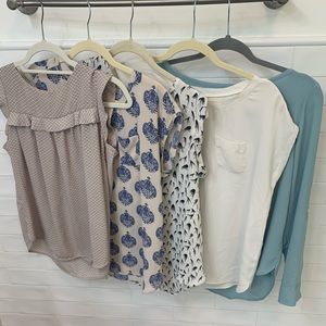 Loft- Five tops, gently worn- no stains, rips, or holes